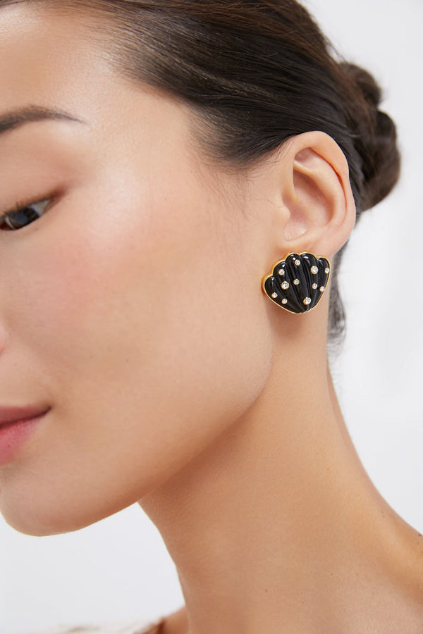 Noir Celia Shell Studs