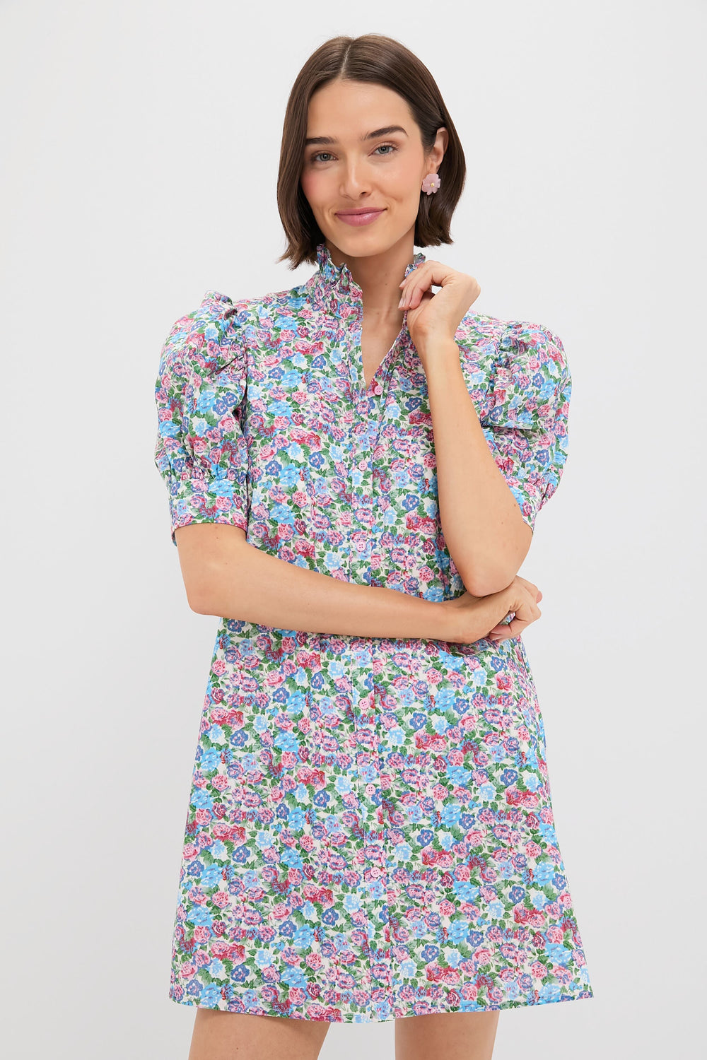 Multi Rose Floral Louisa Mini Dress