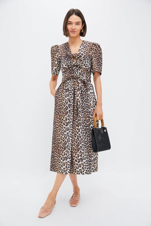 Leopard Tie Strap Midi Dress