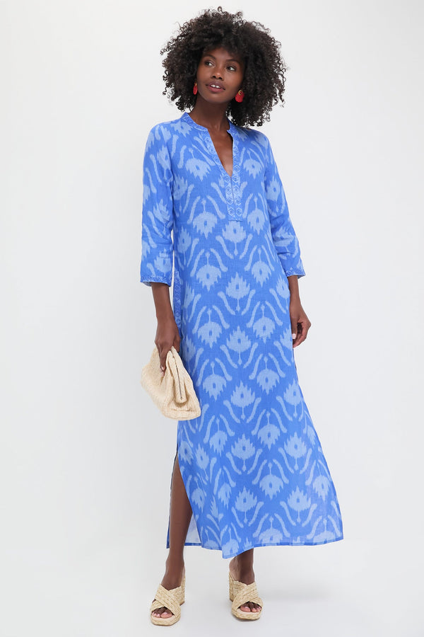 Ikat Blue Sapphire Long Kaftan