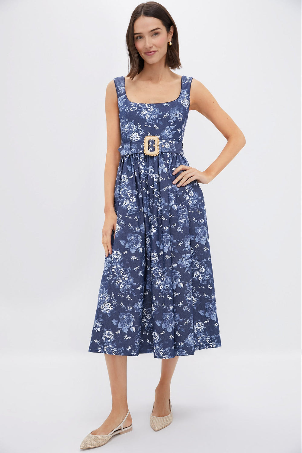 Floral Navy Mackenzie Denim Twill Dress