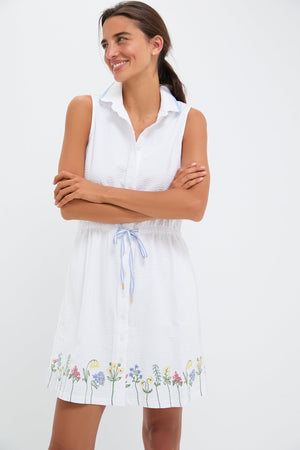 White Embroidered Sleeveless Seersucker Alcott Golf Dress
