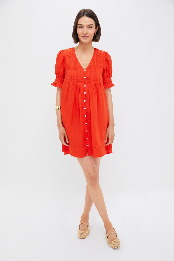 Chili Zora Solid Short Sleeve Button Down Dress