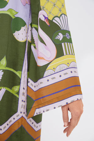 Green Multicolor Print Lilian Dress