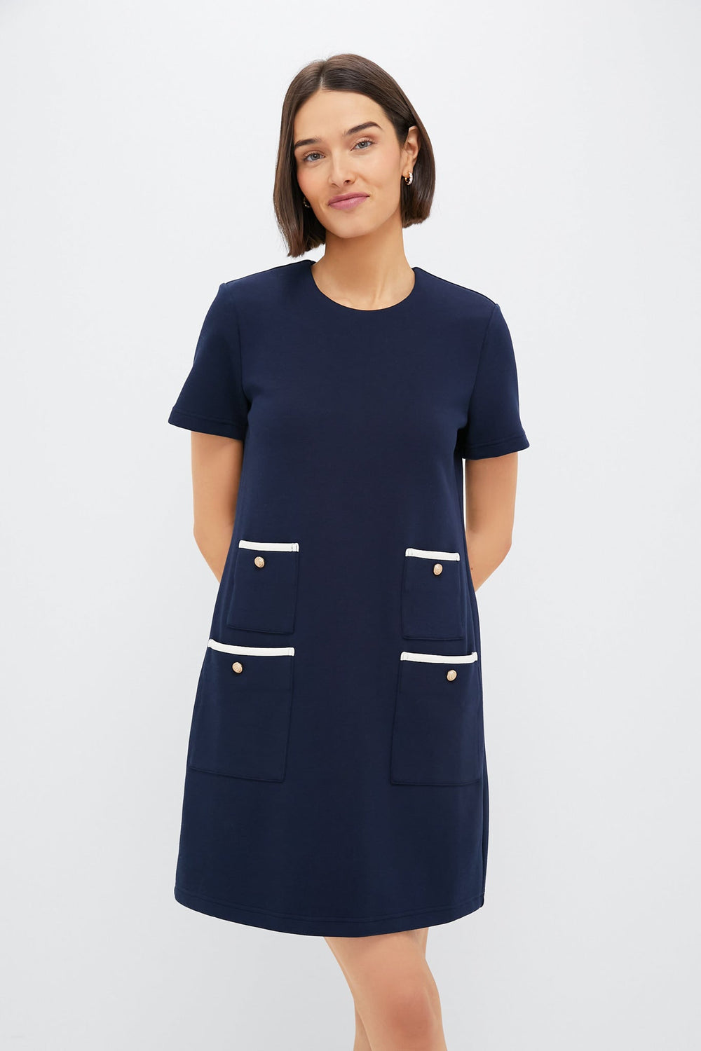 Navy Short Sleeve Francoise Dress