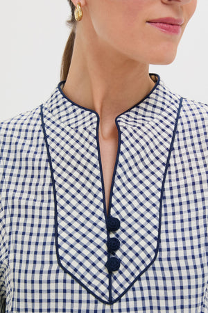 Navy Windowpane Seersucker Indy Dress