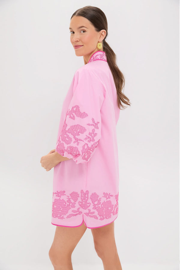 Pink Embroidery Mini Arem Caftan