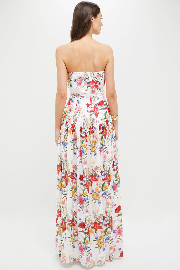White and Color Floral Meghan Maxi Dress
