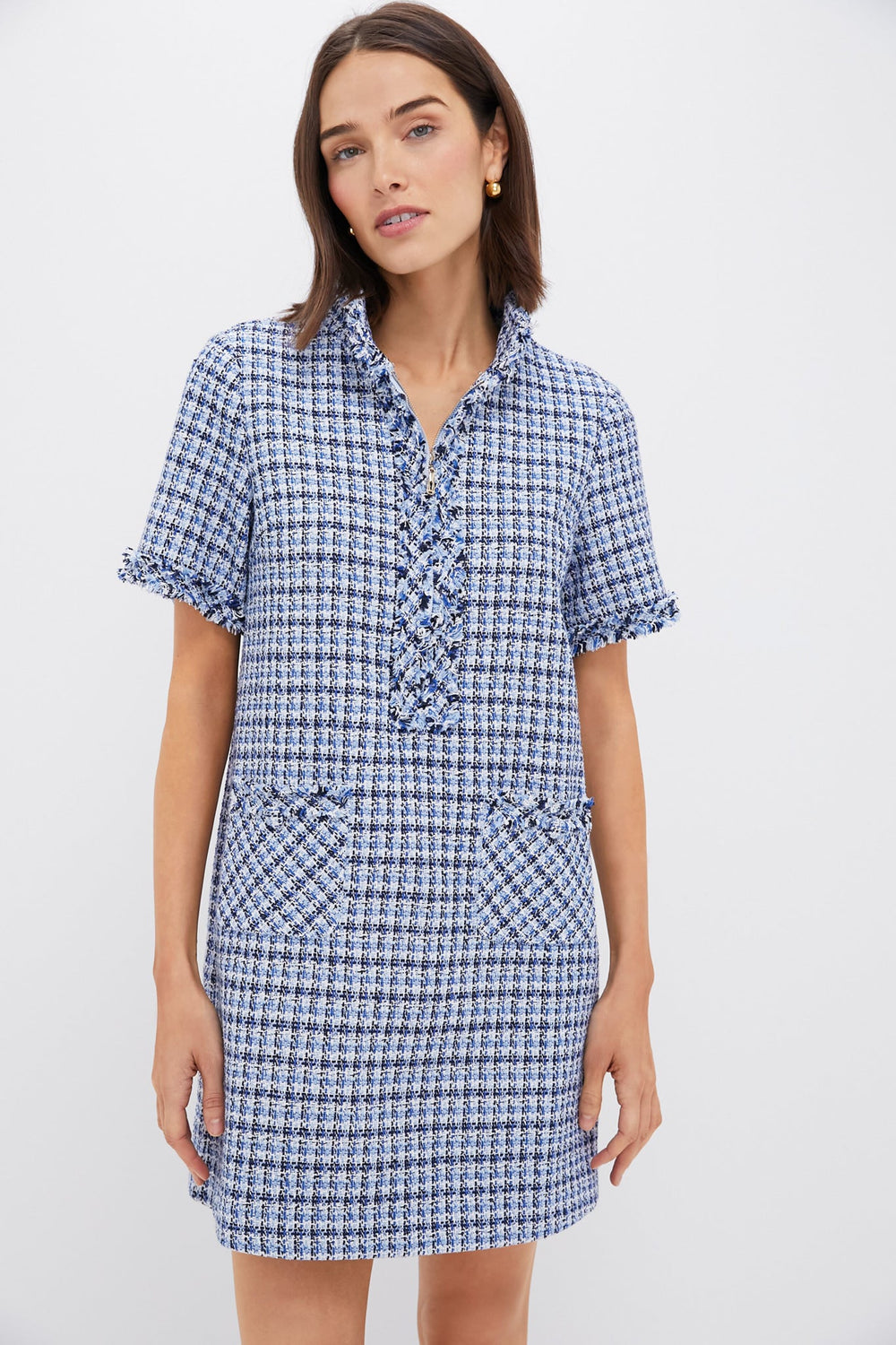 Blue Multi Tweed Ophelia Dress