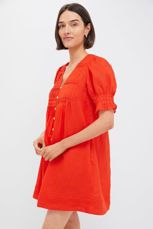 Chili Zora Solid Short Sleeve Button Down Dress