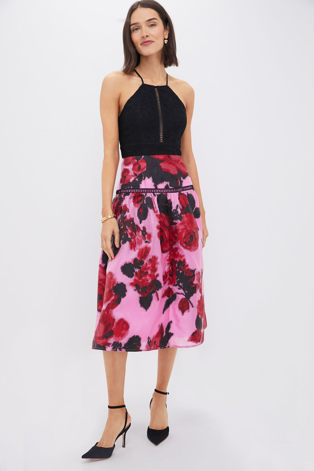 Cerise Blossom Lace Jacquard Joss Dress