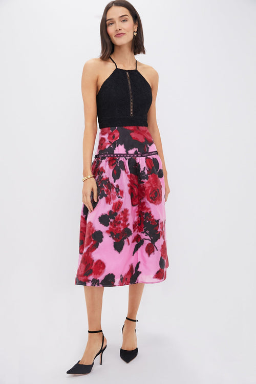 Cerise Blossom Lace Jacquard Joss Dress