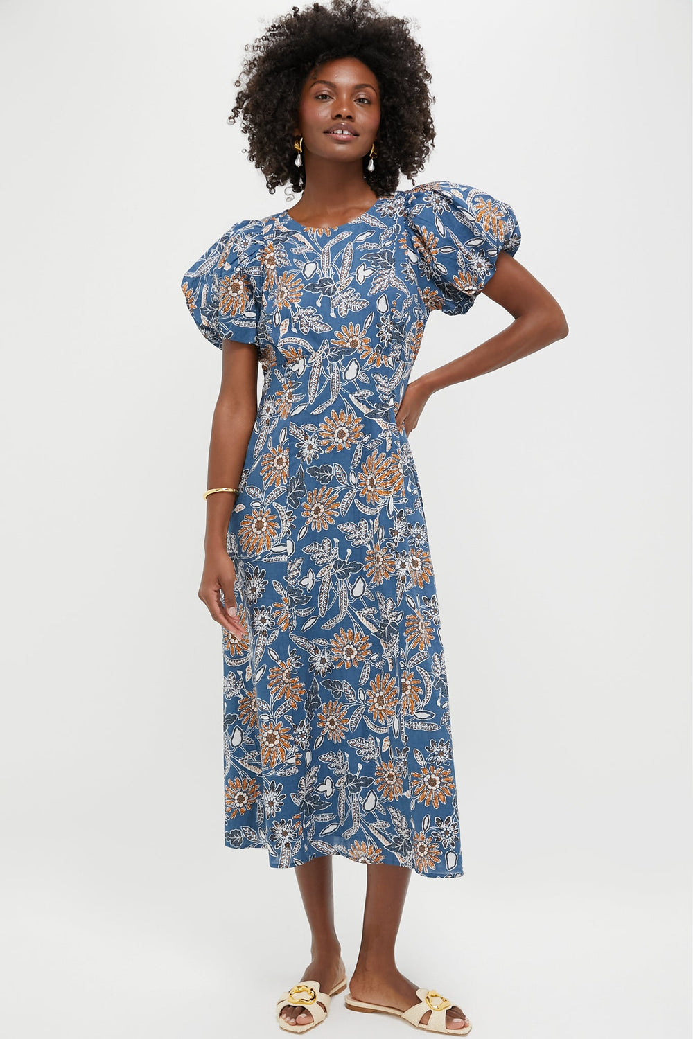 Magnolia Floral Print Leslie Midi Dress