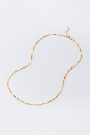 Gold Thin Box Chain Necklace
