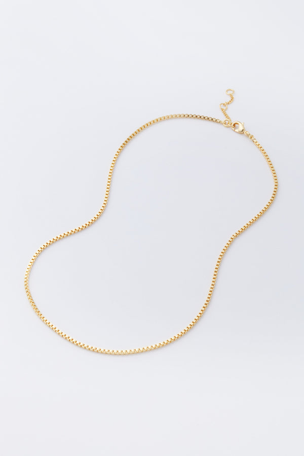 Gold Thin Box Chain Necklace