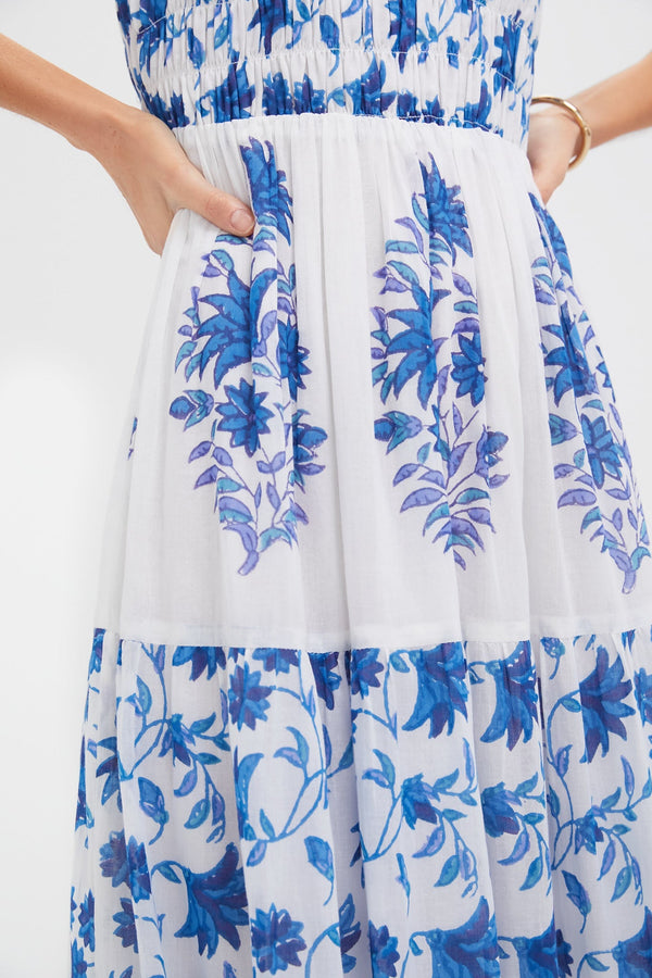 Marion Blue Sleeveless Smocked Maxi Dress