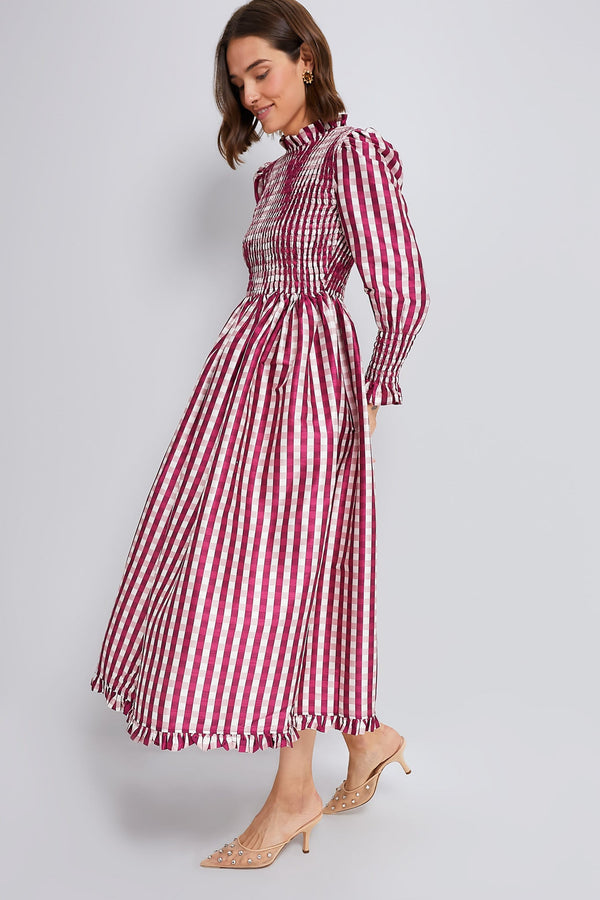 Wine Gingham Molly Dress
