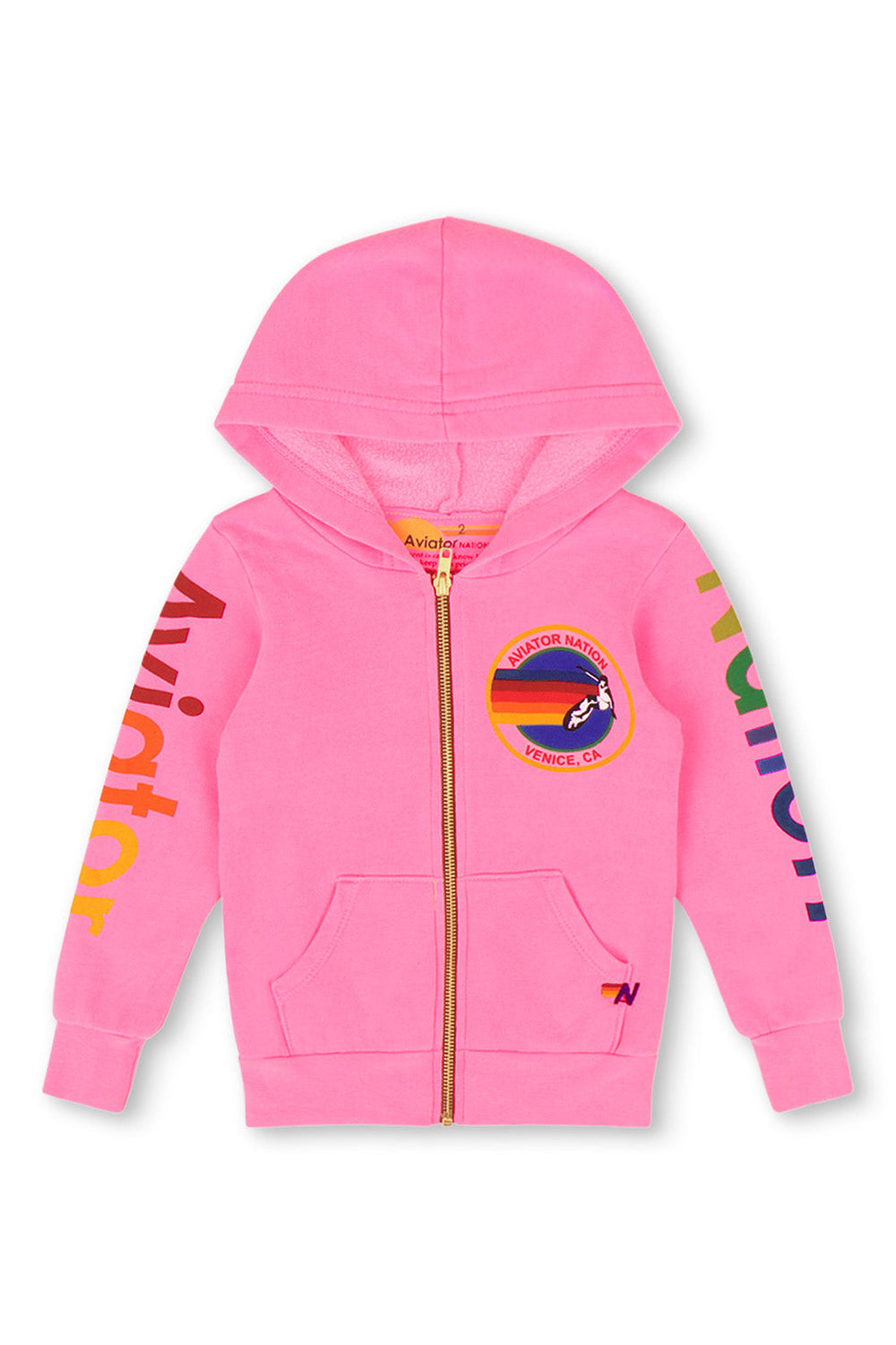 KID'S AVIATOR NATION ZIP HOODIE - NEON PINK