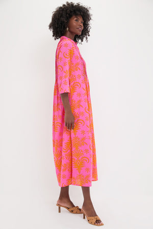 Pink Palm Woodruff Embroidered Dress