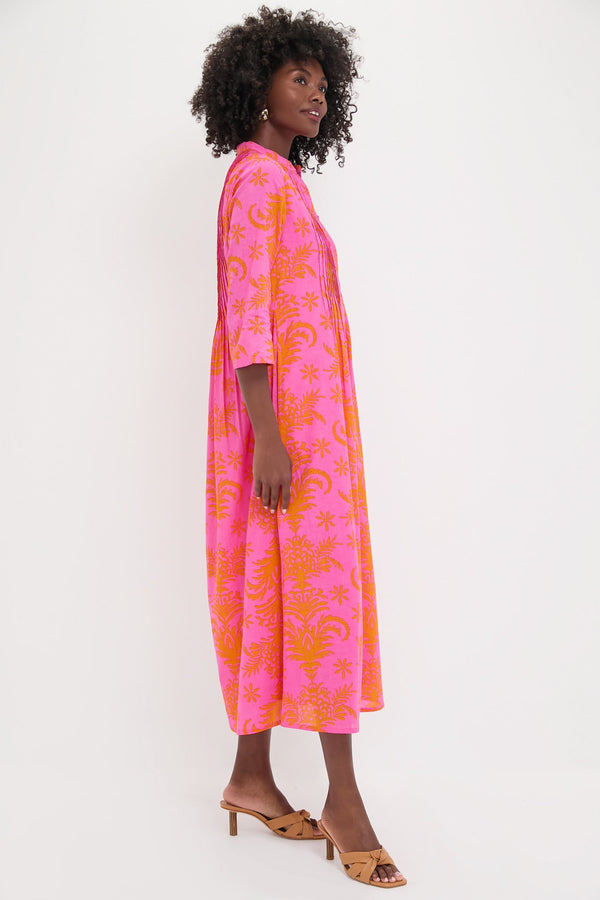 Pink Palm Woodruff Embroidered Dress