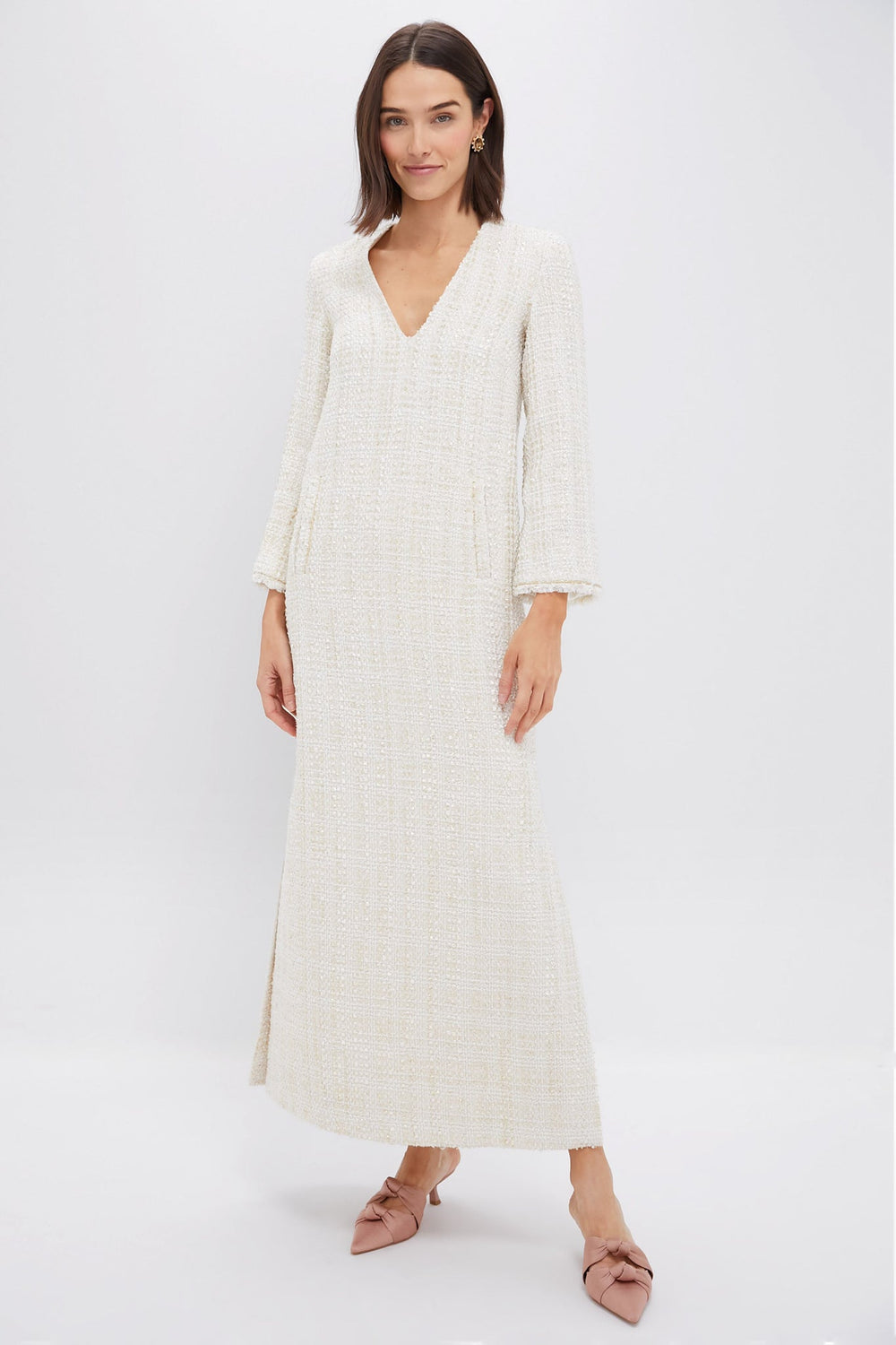Cream Eponine Tweed Dress