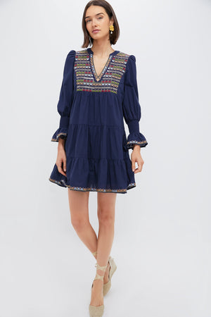 Navy Embroidered Kenzo Dress