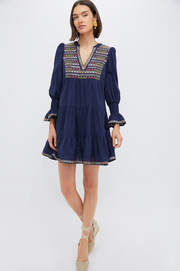 Navy Embroidered Kenzo Dress