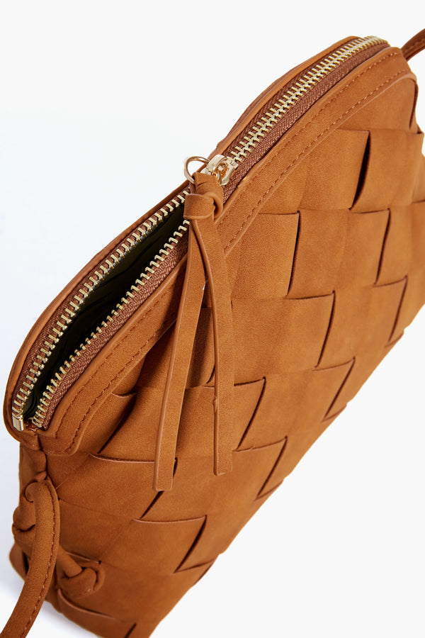 Tan Calista Woven Crossbody