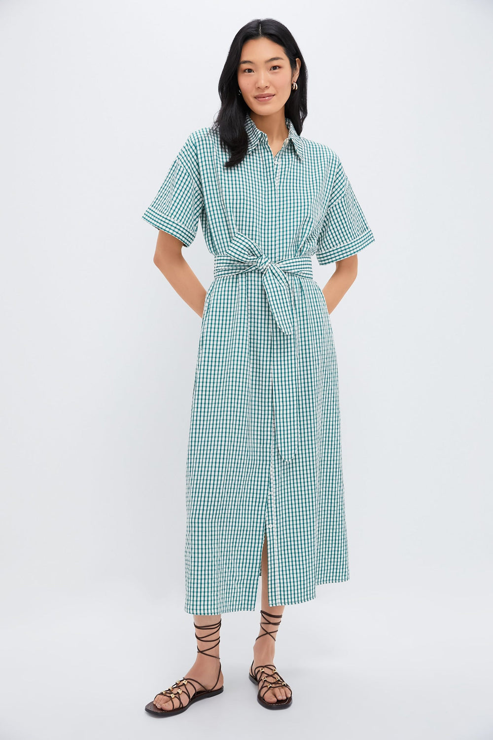 Green Gingham Seersucker Zacara Dress