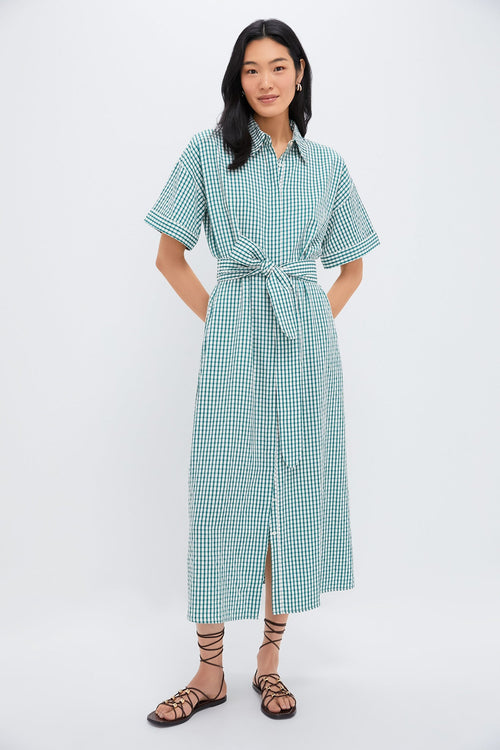 Green Gingham Seersucker Zacara Dress