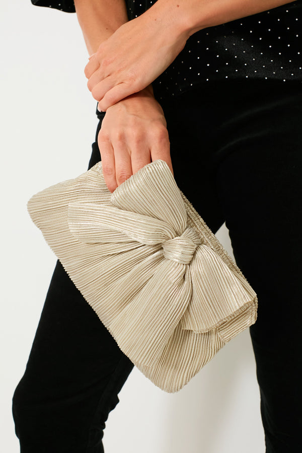 Platinum Rayne Pleated Frame Clutch