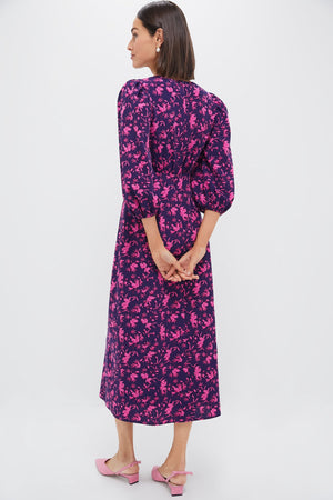Navy & Fuchsia Floral Norma Maxi Dress