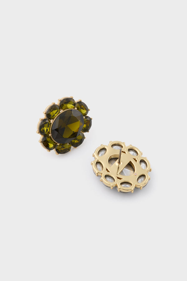 Olive Crystal Emaline Studs