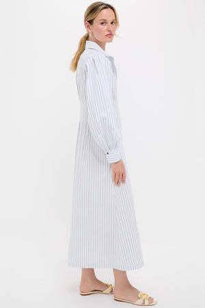 White and Blue Stripe Corinne Dress