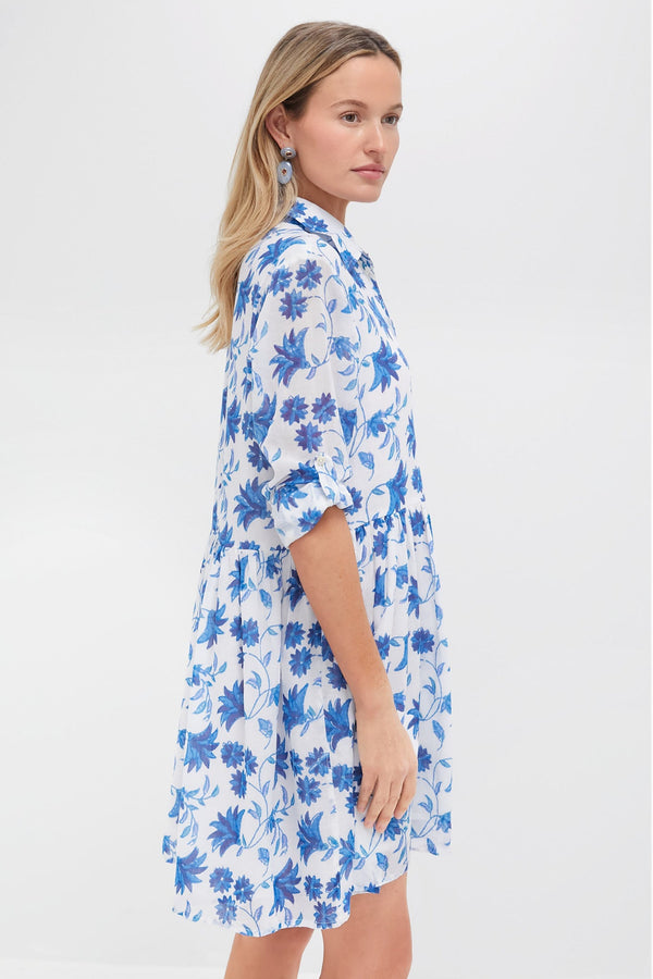 Marion Blue Long Sleeve Shirt Mini Dress