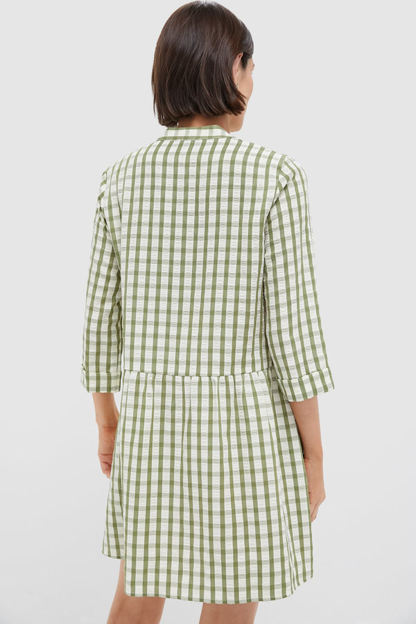 Sage Seersucker Gingham Royal Shirt Dress