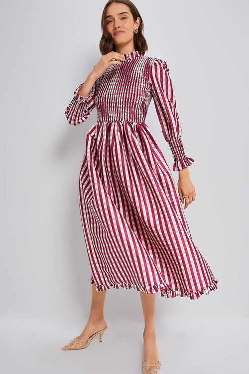 Wine Gingham Molly Dress