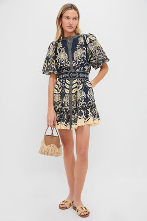 Blue Ainika Tropical Splendor Mini Dress