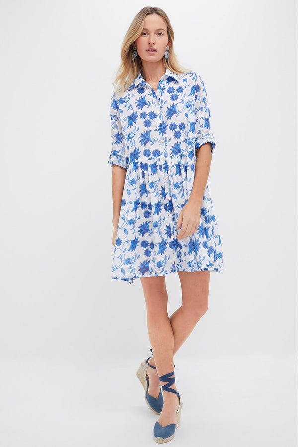 Marion Blue Long Sleeve Shirt Mini Dress