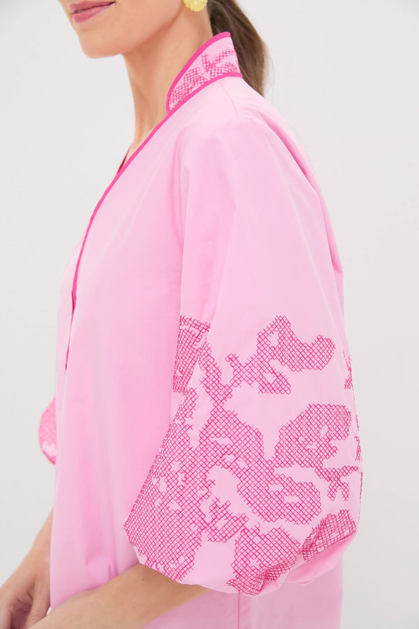 Pink Embroidery Mini Arem Caftan