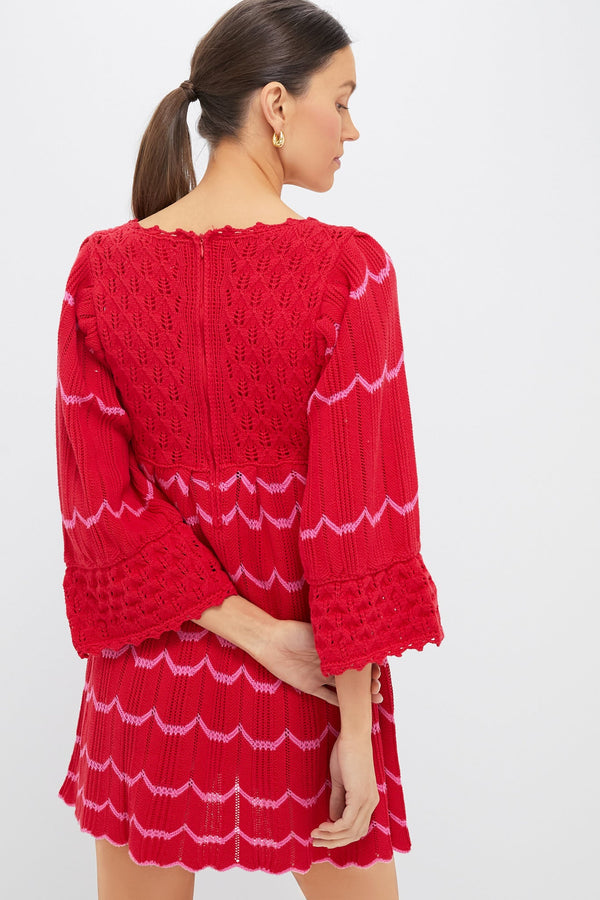 Red Crochet Trim Devon Dress