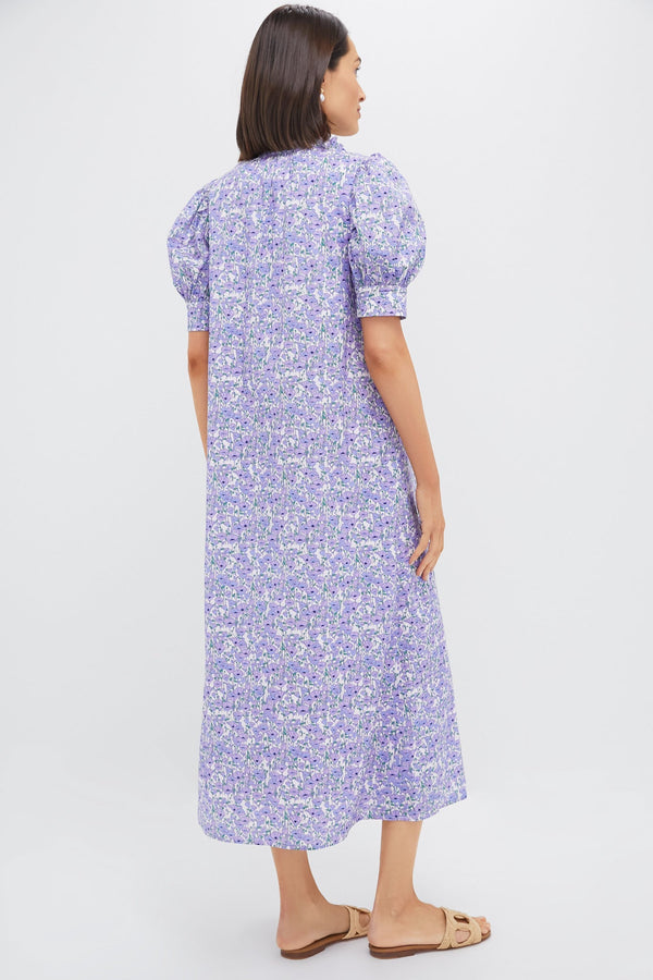 Purple Poppies Ruffle Collar Louisa Maxi Dress