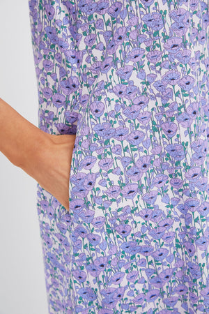 Purple Poppies Ruffle Collar Louisa Maxi Dress