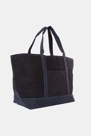 Black Waxed Large Canvas Tote