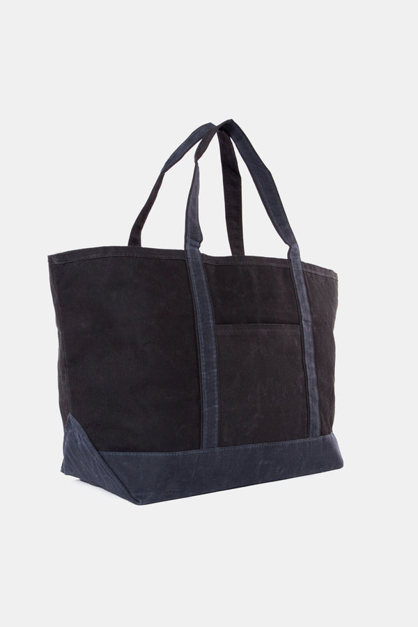 Black Waxed Large Canvas Tote