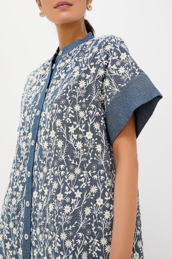 Embroidered Chambray Wildflower Meadows Prescott Dress