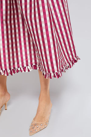 Wine Gingham Molly Dress