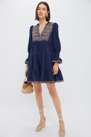 Navy Embroidered Kenzo Dress