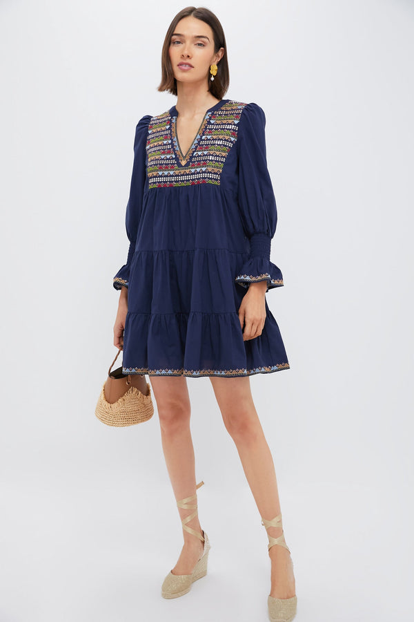 Navy Embroidered Kenzo Dress