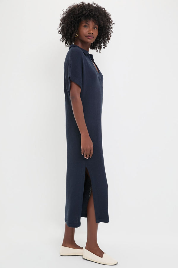 Navy Knit Maren Polo Dress